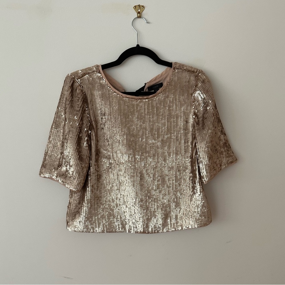 Gold sequin jcrew top size 0